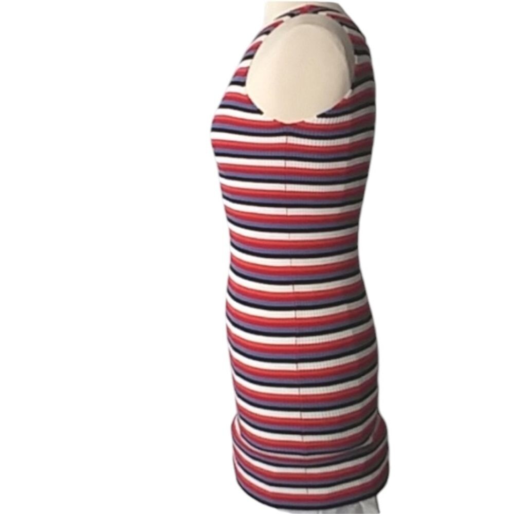 Zara Dress One Shoulder Mini Striped Stretchy Ribbed Body Con Summer Par… - Picture 8 of 16